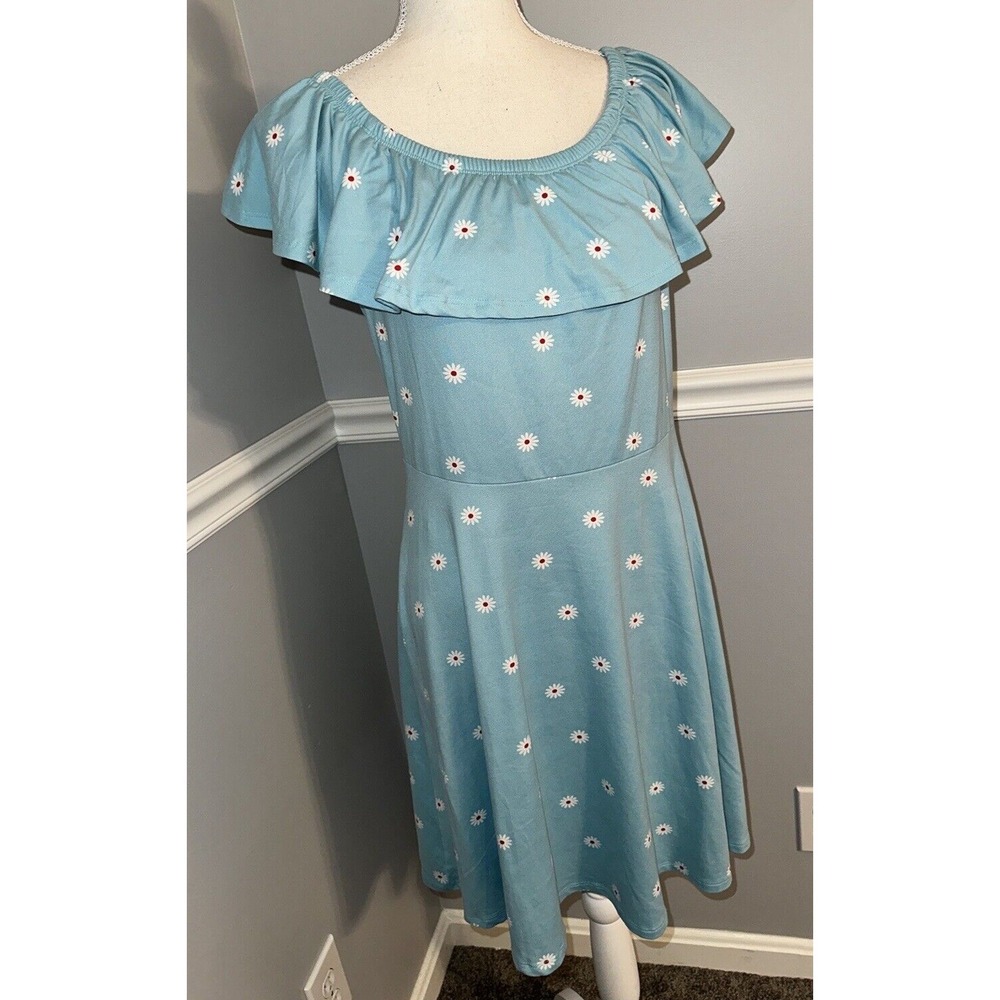 Joe Boxer Dress Juniors Size L Off the Shoulder Floral Fit and Flare Flounce